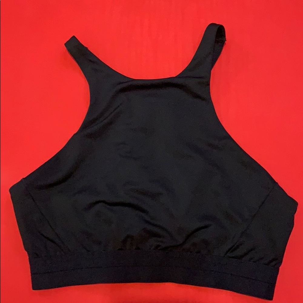 High neck sports bra with cutout back